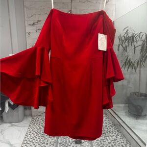 Boston Proper One Shoulder Red Dress